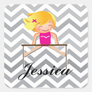 Personalized Gymnastic Girl Gifts Square Sticker