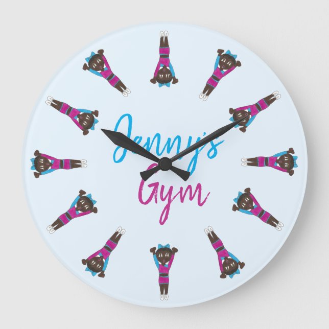 Personalized Gymnastics Acrobatics Tumbling Gym Large Clock (Front)