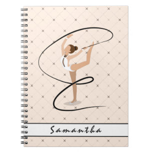 Personalized Gymnastics Baby Pink Chequered Girly  Notebook