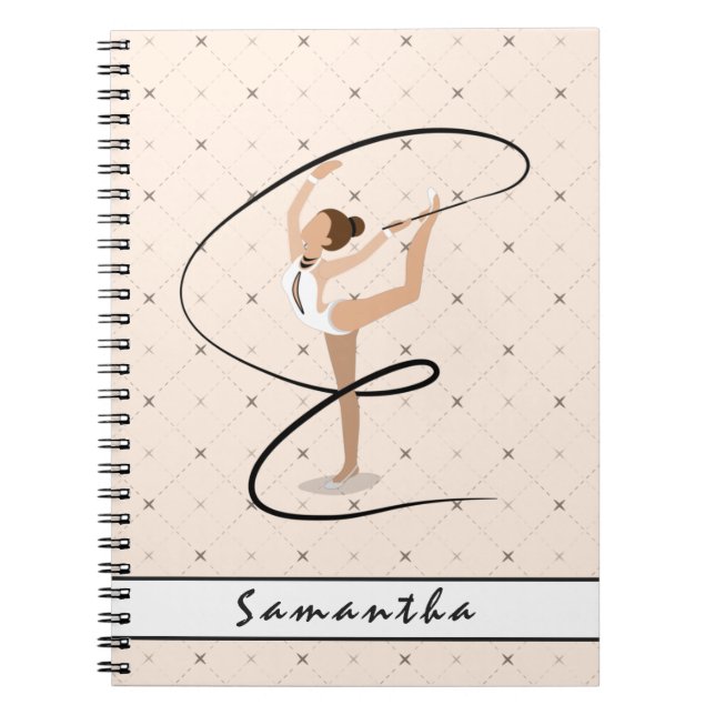 Personalized Gymnastics Baby Pink Chequered Girly  Notebook (Front)