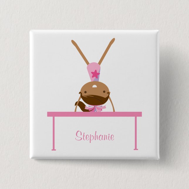 Personalized gymnastics balance beam kids button (Front)