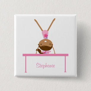 Personalized gymnastics balance beam kids button