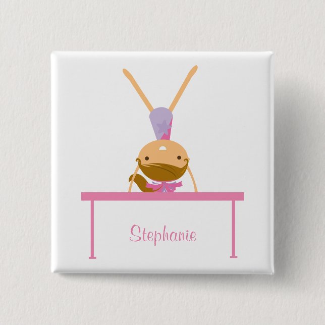 Personalized gymnastics balance beam kids button (Front)