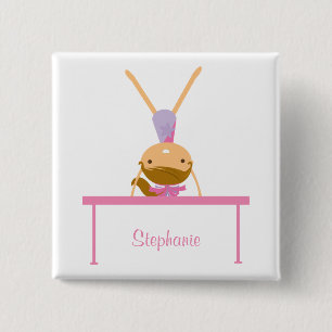 Personalized gymnastics balance beam kids button