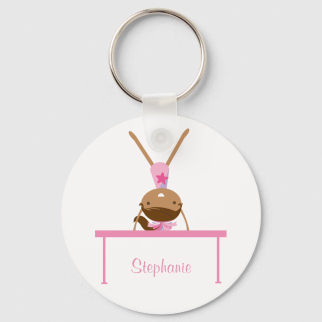 Personalized gymnastics balance beam kids keychain (Front)