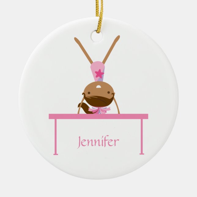 Personalized gymnastics balance beam kids ornament (Front)