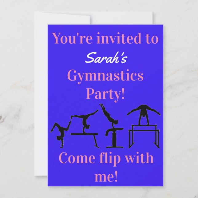 Personalized Gymnastics Birthday Party Invitation (Front)