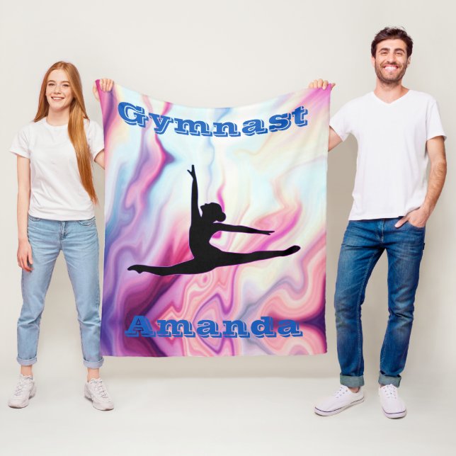 Personalized Gymnastics Fleece Blanket for Girls (In Situ)