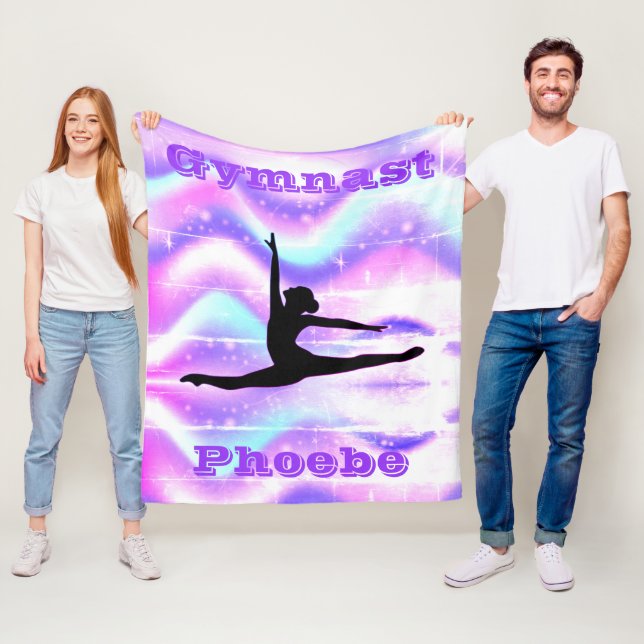 Personalized Gymnastics Fleece Blanket for Girls (In Situ)