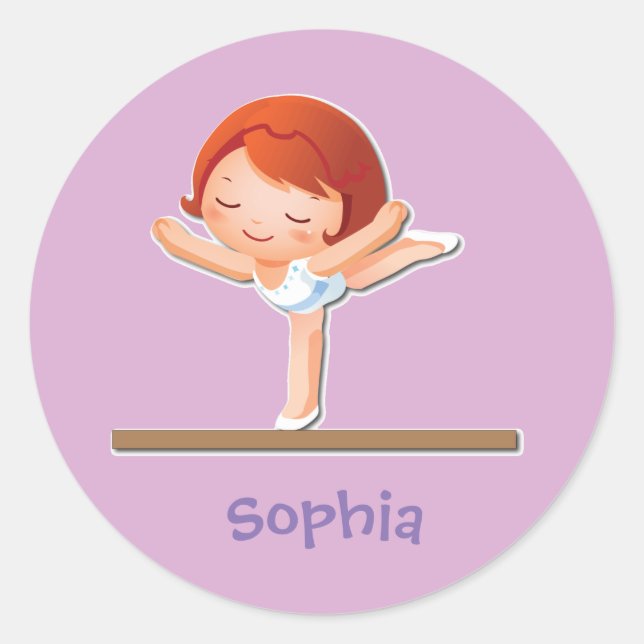 Personalized Gymnastics Gifts Classic Round Sticker (Front)