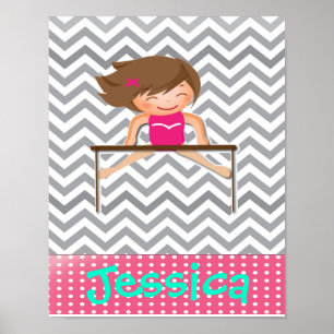 Personalized Gymnastics Girl Bar Posters
