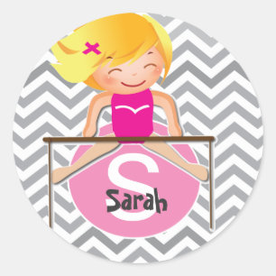 Personalized Gymnastics Girl Bars Classic Round Sticker