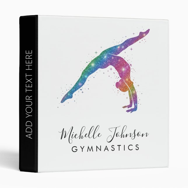 Personalized Gymnastics Glitter  3 Ring Binder (Front/Spine)