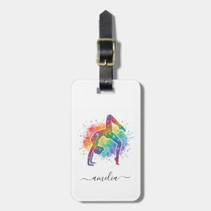 Personalized Gymnastics Glitter Luggage Tag