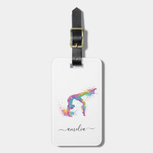 Personalized Gymnastics Glitter Luggage Tag