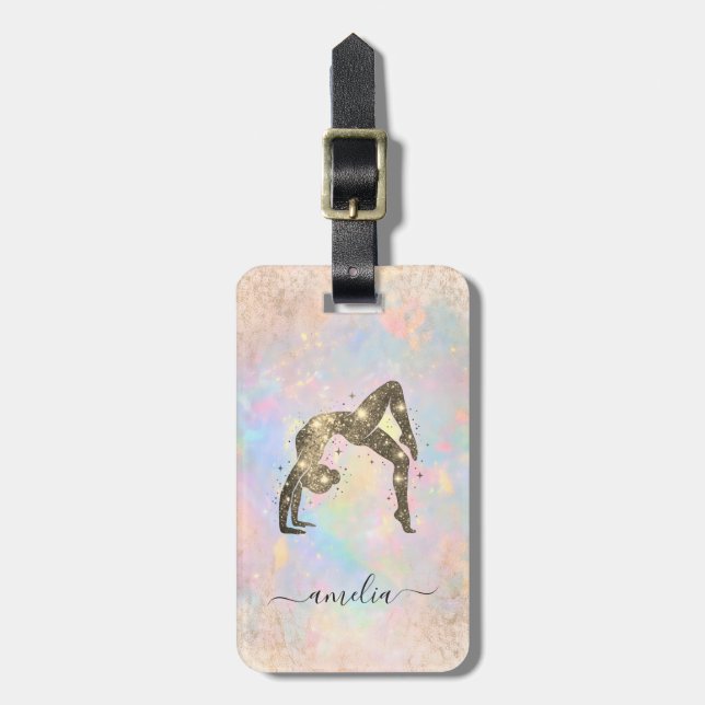Personalized Gymnastics Glitter Luggage Tag (Front Vertical)
