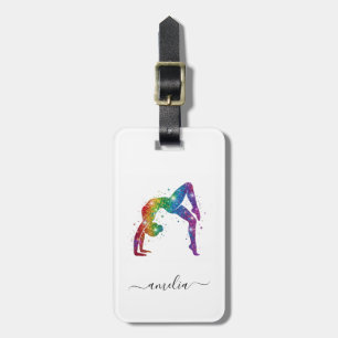 Personalized Gymnastics Glitter Luggage Tag