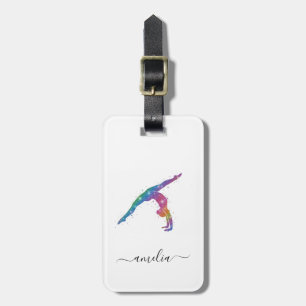 Personalized Gymnastics Glitter Luggage Tag