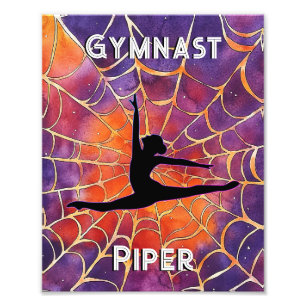 Personalized Gymnastics Halloween Spiderweb Photo Print
