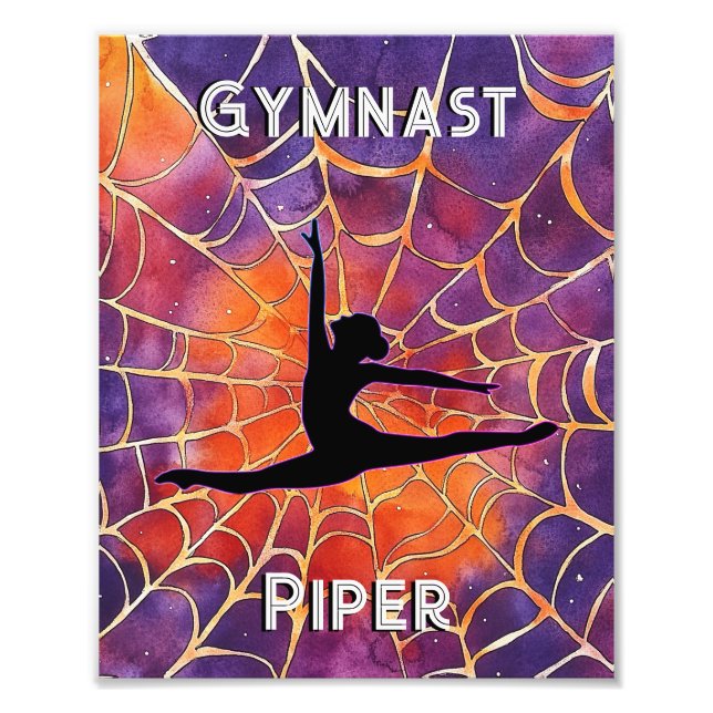 Personalized Gymnastics Halloween Spiderweb Photo Print (Front)