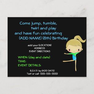 Personalized Gymnastics Party invitations