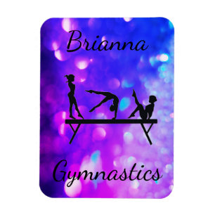 PERSONALIZED GYMNASTICS PURPLE BLUE GRADIENT   MAGNET