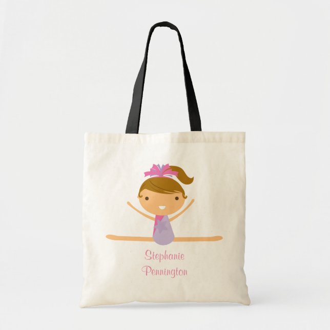Personalized gymnastics reusable canvas tote bag (Front)