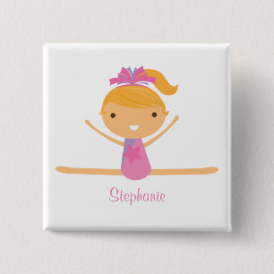 Personalized gymnastics split girl's kids button
