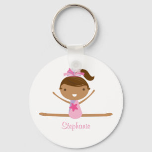 Personalized gymnastics split girls kids keychain