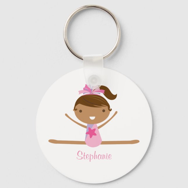 Personalized gymnastics split girls kids keychain (Front)