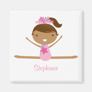 Personalized gymnastics split girl's kids magnet