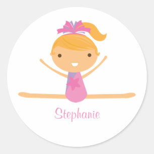 Personalized gymnastics split girl's kids stickers