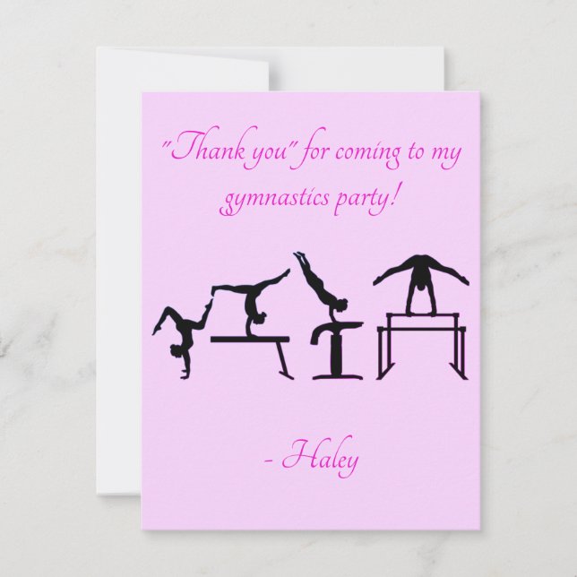 Personalized Gymnastics "THANK YOU" CARD (Front)