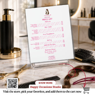 Personalized Hair Stylist Price List Plaque