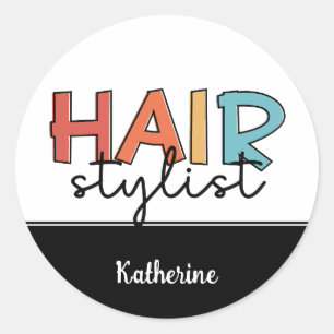 Personalized Hair Stylist Retro Hairdresser Gift Classic Round Sticker