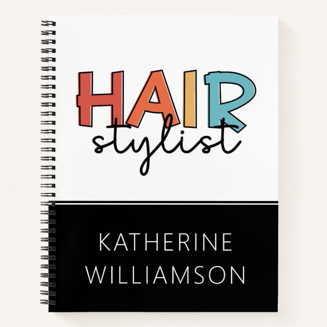 Personalized Hair Stylist Retro Hairdresser Gift Notebook (Front)