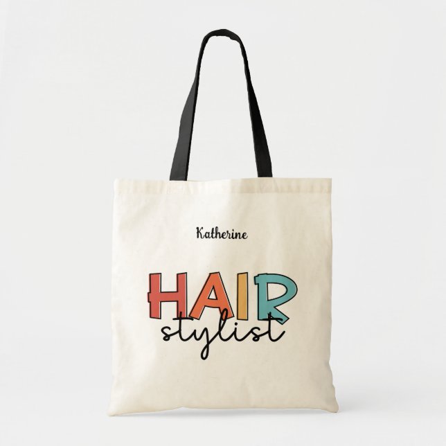 Personalized Hair Stylist Retro Hairdresser Gift Tote Bag (Front)