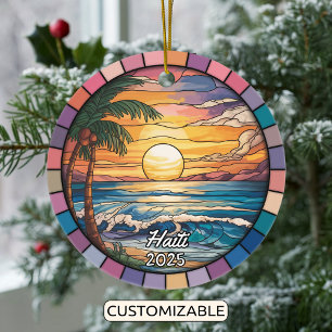 Personalized Haiti Ornament, Caribbean Ceramic Ornament
