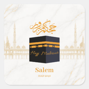 Personalized Hajj Mubarak Kaaba with Arabic Square Sticker