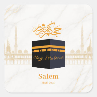 Personalized Hajj Mubarak Kaaba with Arabic Square Sticker