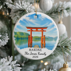Personalized Hakone Ceramic Ornament, Custom Japan Ornament