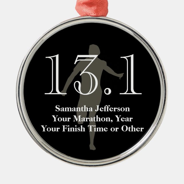 Personalized Half Marathon Runner 13.1 Keepsake Metal Ornament (Front)