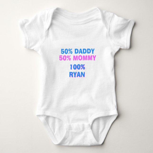 Personalized Half Mommy Half Daddy Boy Version Baby Bodysuit (Front)