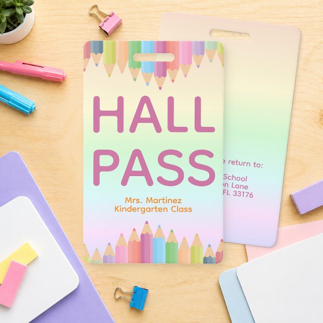 Personalized Hall Pass Badge for Teachers (School Hall PASS)