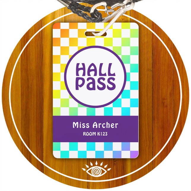 Personalized Hall Pass Bathroom Pass Teachers Card Badge (Creator Uploaded)