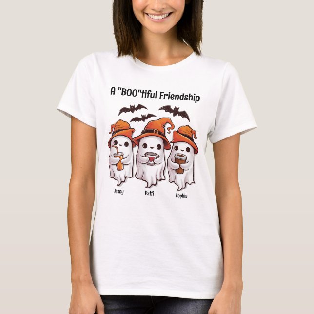 Personalized Halloween "A 'Boo'tiful Friendship" T-Shirt (Front)