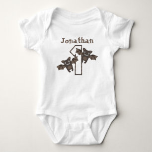Personalized Halloween Bat First Birthday Baby Bodysuit