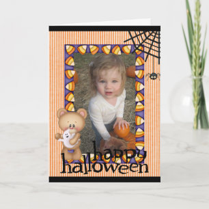 Personalized Halloween Bear Add Photo Card