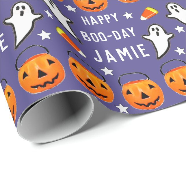 Personalized Halloween Birthday Wrapping Paper (Roll Corner)