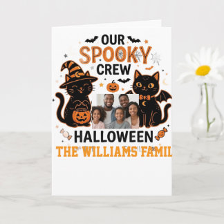 Personalized Halloween Black Cat Family Collection Card